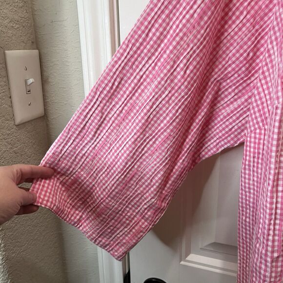 Westbound Woman Pink Checkered Plaid Button Up Long Sleeve Top Size 3X - Picture 4 of 9